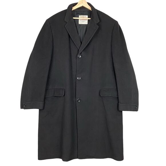 Vintage Khayam Men's 100% Cashmere 3 Front Button Trench Coat Size 50 - Picture 1 of 11